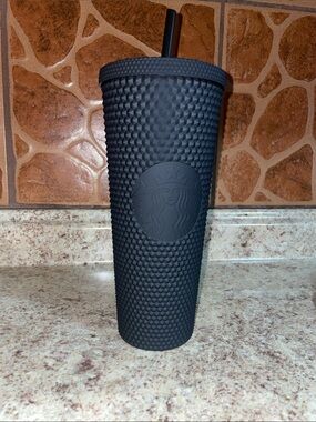 Starbucks 24oz Black Textured Studded Tumbler with Straw new